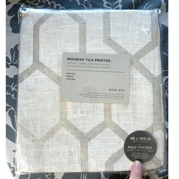 West Elm Moorish Tile Printed Blackout Curtain Panel New One Panel Only - Picture 1 of 5